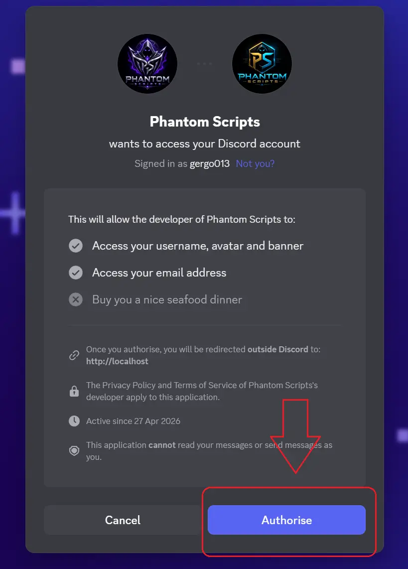 3. Connect your Discord account if required